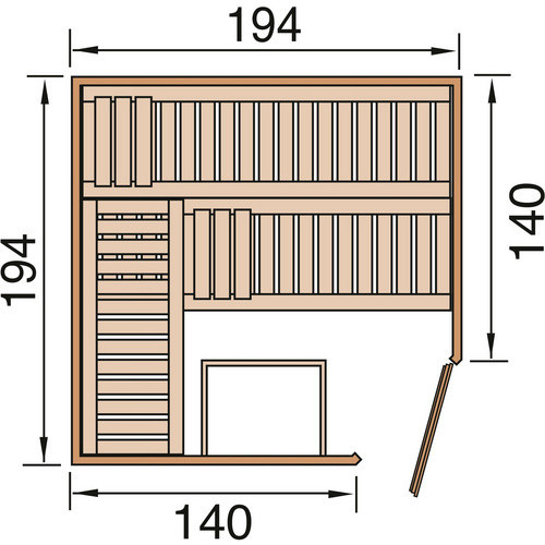 Weka Ecksauna Varberg 3 in Beige mit 7,5 kW BioSauna-Heizung und Holztür, B/H/T: 194 x 199 x 194 cm - Bild 2