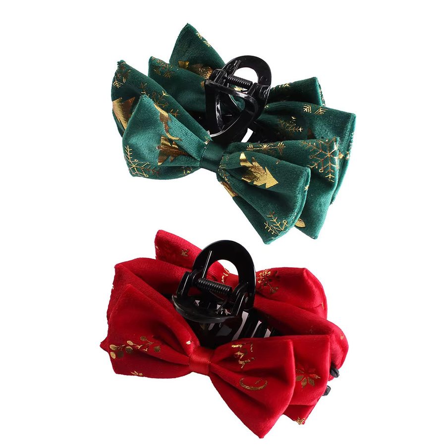 Haarspange Stoff, Weihnachtsmotiv, Schmetterlingsknoten, Damen - Bild 3