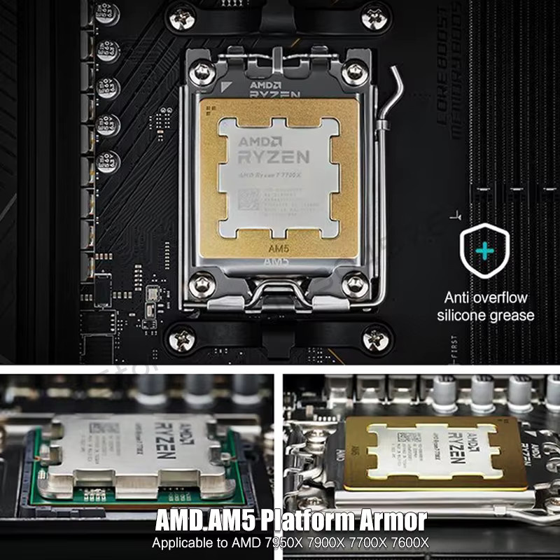 AM5 CPU-Rüstung mit Kupferverschluss für AMD 7950 und 7900, Anti-Biegung Rückplatte und wärmeleitende Patch-Hülle in Gold und Kupfer - Bild 3