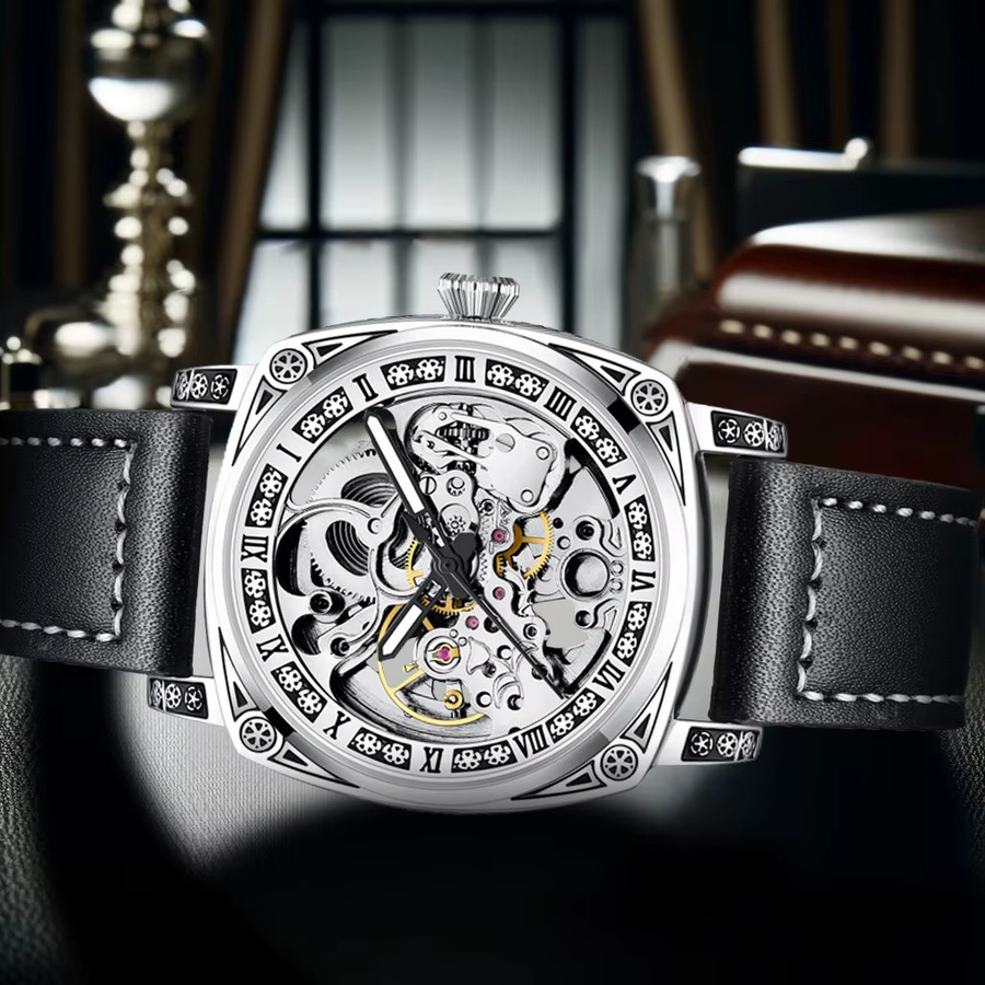 CAROTIF Armbanduhr Automatik, Edelstahl, Silber, Schwarz, Herren - Bild 5