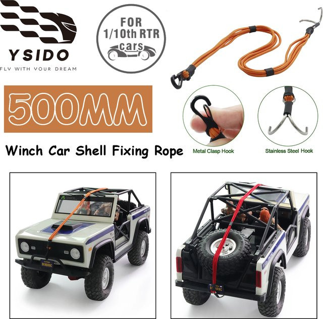 YSIDO RC Crawler Kinetic Windenseil, mit elastischem Fluchtseil, Rettungshaken, Orange - Bild 1