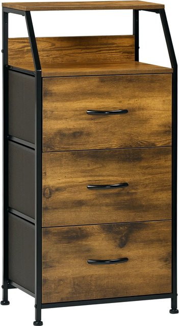 HOMCOM Aufbewahrungsschrank im Industrial Design mit 3 Schubladen in Braun - Bild 1