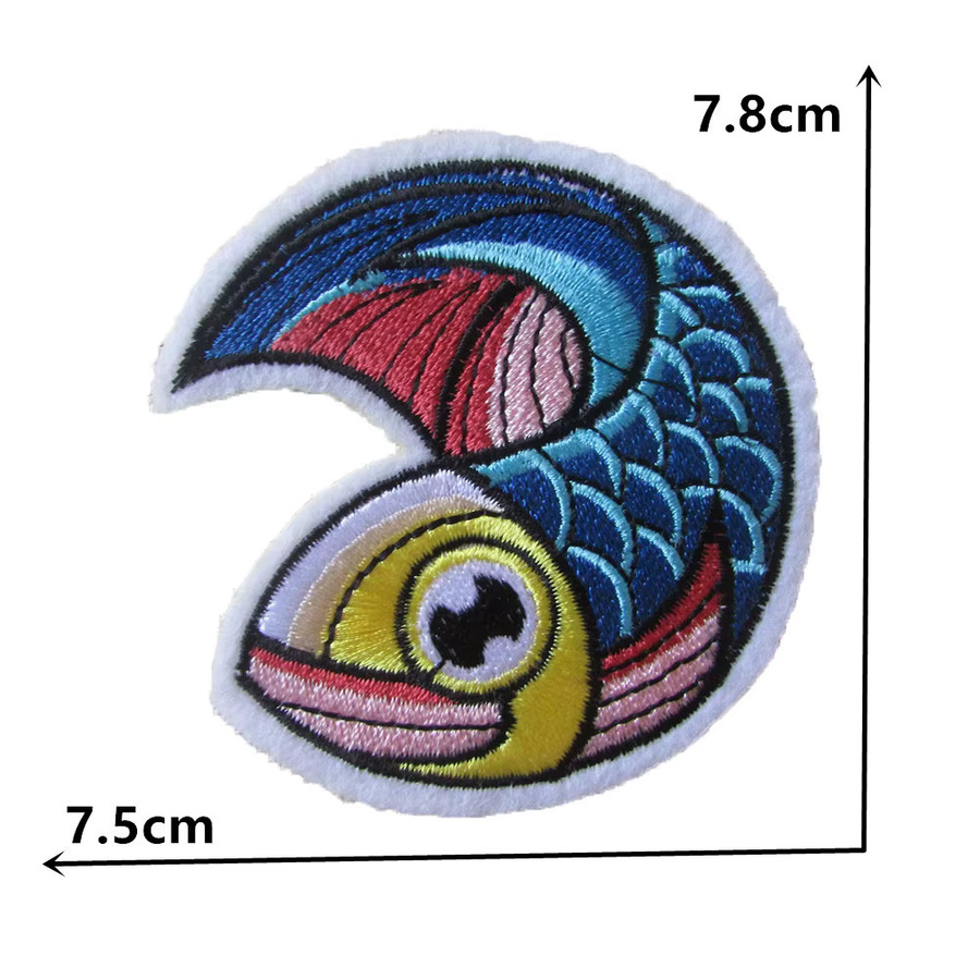 Waschbare Cartoon Fisch Aufnäher für Kleidung und Taschen in Mehrfarbig - Bild 2