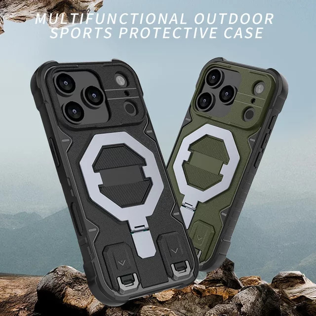Outdoor-Sport-Schutzhülle mit magnetischer Metallhalterung und rutschfestem Lanyard für Apple iPhone 16 15 14 Plus 13 Pro Max in Blau - Bild 1