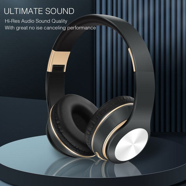 CATASSU Bluetooth Over-Ear Kopfhörer mit Geräuschunterdrückung und Mikrofon, faltbares kabelloses HIFI-Stereo-Gaming-Headset in Schwarz und Grau - Bild 1