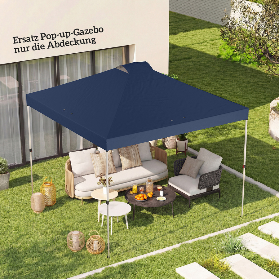 Outsunny Ersatzdach für Pavillon in Blau, 3 x 3 m, UV50+ mit 8 Abflusslöchern - Bild 2