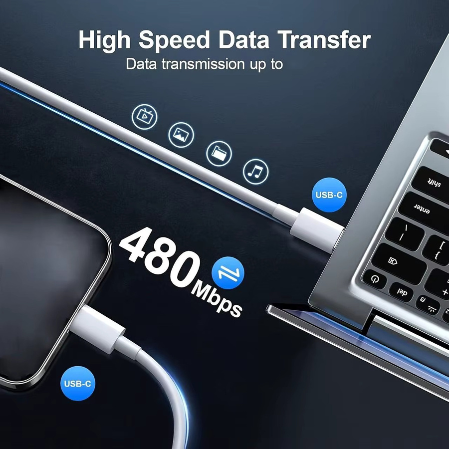 LAIHONEN USB-C zu USB-C Schnellladekabel in Weiß für iPhone 15 Serie, iPad und Samsung S23/S22 & Höher - Bild 4