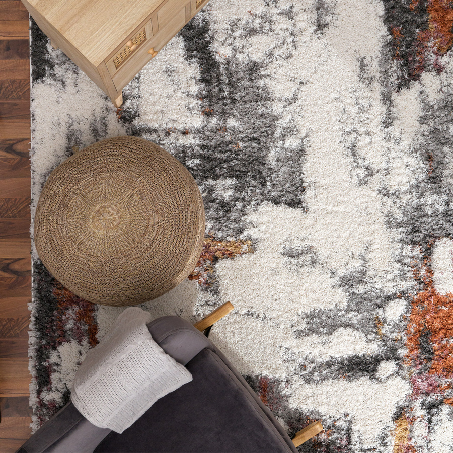 Hochflor-Teppich Vincenta modern abstrakt in Mehrfarbig mit Grau und Gelb, Breite: 120 cm, Tiefe: 160 cm - Bild 2