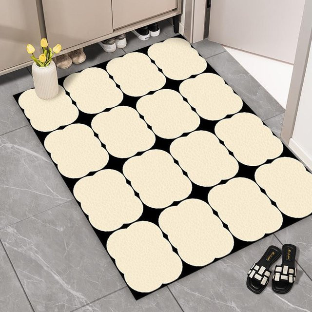 Schmutzabweisende und rutschfeste Fußmatte aus Polyester in Beige, B/T: 60 x 40 cm - Bild 1