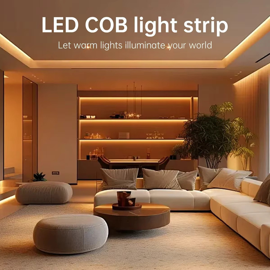 Gyarfas COB-LED-Streifenlicht Set mit Fernbedienung, dimmbar, CCT 2700K-6500K Kalt-Natur-Warmweiß, 576 LEDs/m - Bild 2