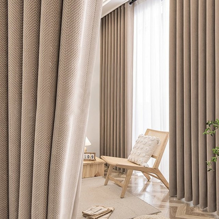 CENTURyMiG Verdunkelungsvorhang in Beige, moderner Stoff-Vorhang mit geräuschreduzierender Funktion und Eisenringen, Breite: 100 cm