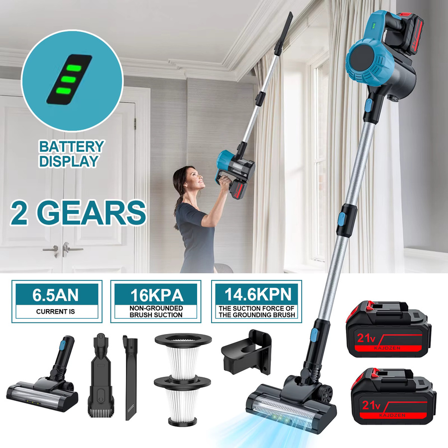 Betuyoo Kabelloser Stabstaubsauger in Blau mit 16kPa Saugkraft, LED-Licht und 5-Schicht-Filtration, kompatibel mit Makita B-Serie Akkus, 0,8l Staubbehälter - Bild 3