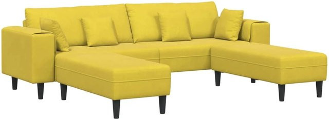 vidaXL Sofa Set in U-Form aus gelbem Samt mit Kissen für dein Wohnzimmer - Bild 1