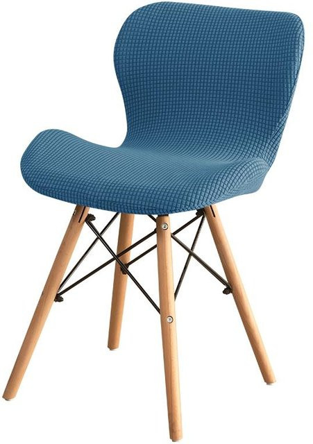 2 Stück elastische Schmetterlingsstuhlbezüge aus Polarfleece in Blau für Esszimmerstühle und Barhocker - Bild 1
