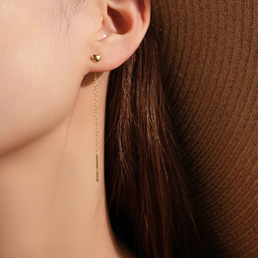 ANDYWEN Ohrstecker mit langer Kette, 925 Silber, Herz, Damen - Bild 3