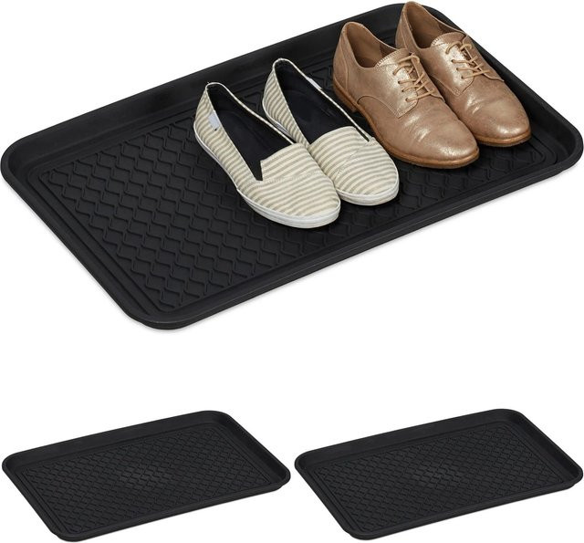 Relaxdays Schuhabtropfschale aus Kunststoff, Schwarz, 3er Set, Breite: 60 cm, Tiefe: 40 cm - Bild 1