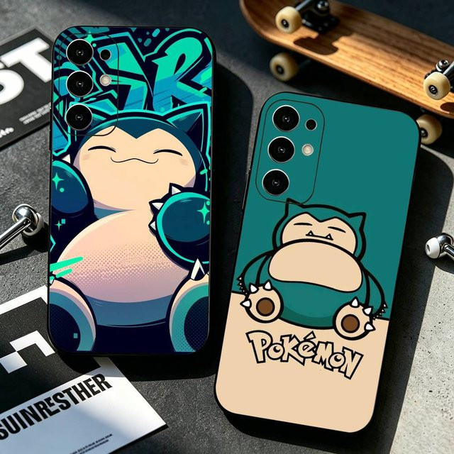 Pokemon Snorlax Handyhülle aus schwarzem Silikon für Samsung Galaxy S25 S24 S23 S22 S21 S20 Ultra Plus FE Lite - Bild 1