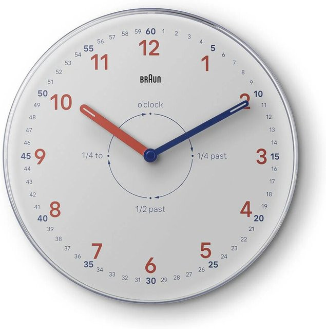 Braun BC26TW Time Teacher Wanduhr, Analog, Weiß, Durchmesser: 23 cm - Bild 1