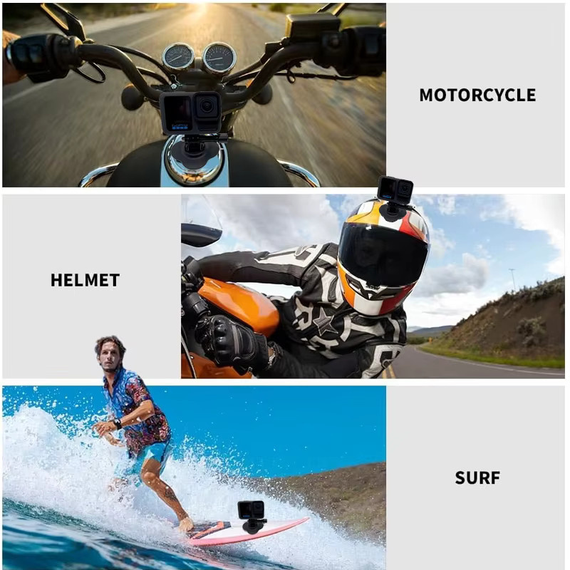 SZKOSTON Universelle flexible Helmhalterung mit gebogener und flacher Klebebasis für GoPro und Insta360 in Schwarz - Bild 3