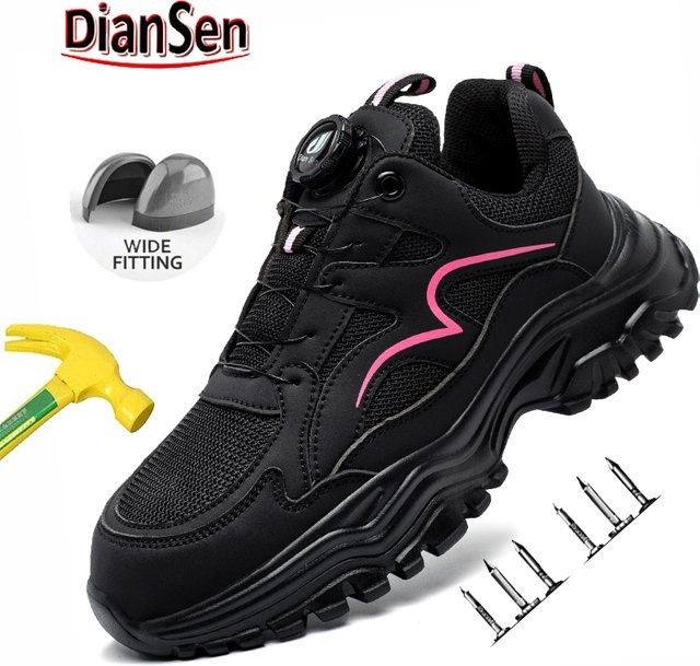 Damen Sicherheitsschuhe kankeirr in Schwarz mit Stahlkappe und Drehknopf als rutschfeste Arbeitsschuhe - Bild 1