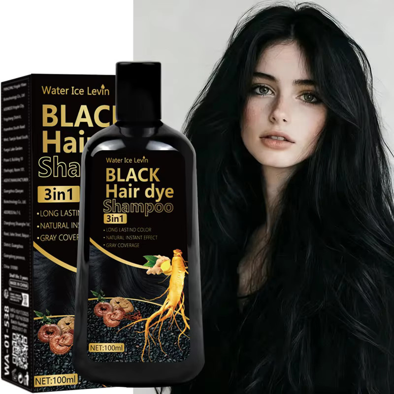 Water Ice Levin Haarfärbeshampoo 3in1, Schwarz, mit Ingwer und Biotin - Bild 2