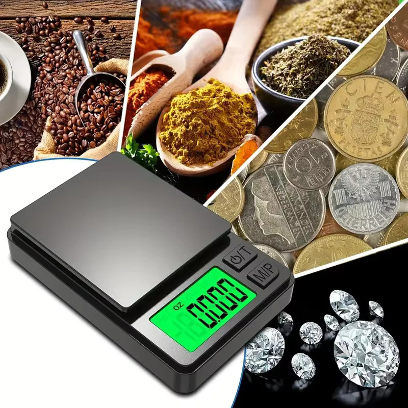 NOCCLILI Digitale Präzisions-Taschenwaage in Schwarz mit LCD-Display, Tragbare Miniwaage für Lebensmittel und Schmuck bis 1000g mit 0,1g Genauigkeit - Bild 3