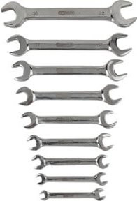 KS Tools Doppel-Maulschlüssel-Satz aus Edelstahl, 9-teilig, abgewinkelt, Silber - Bild 1