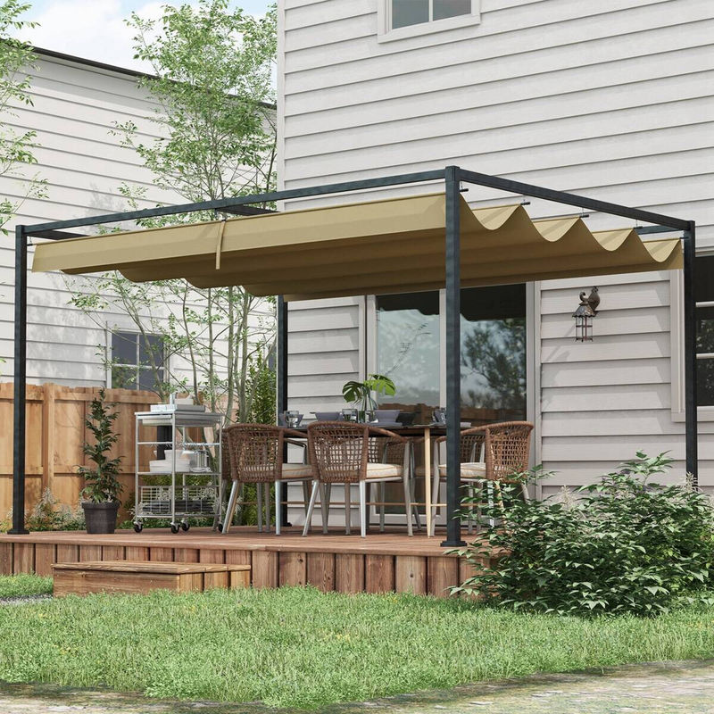 Outsunny Pergola modern beige aus Polyester und Stahl B/H/L: 300 x 222 x 400 cm - Bild 4