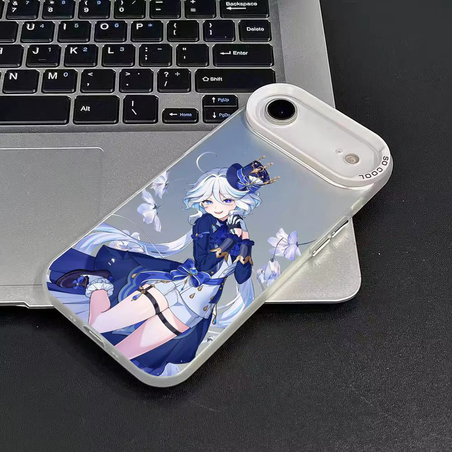 Aurora Funda Handyhülle im Genshin Impact Furina Design für iPhone 17, 16, 15, 14, 13, 12, 11 Pro Max, mehrfarbig, matt mit Laser-Effekt und metallischem Aurora-Look - Bild 3