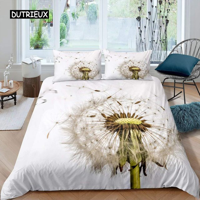 Binchi Outdoor Product Bettbezug-Set Löwenzahn für Kinder, 3-teilig, Farbe: Weiß, B/H: 140 x 200 cm - Bild 1