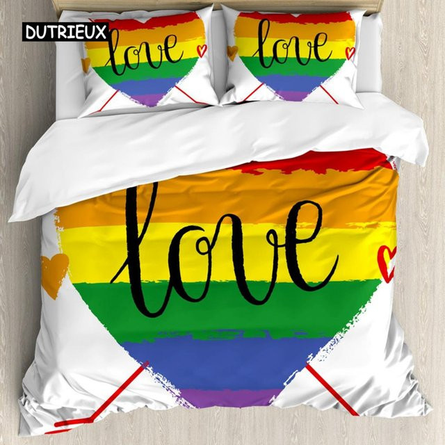 Wucifang Bags Pride Bettwäsche-Set mit buntem Streifen-Design, Polyester, Mehrfarbig, B/H: 135 x 200 cm - Bild 1