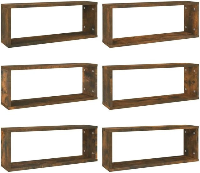 vidaXL Wandregale Set aus 6 Würfelregalen in Räuchereiche, B/T/H: 60 x 15 x 23 cm - Bild 1