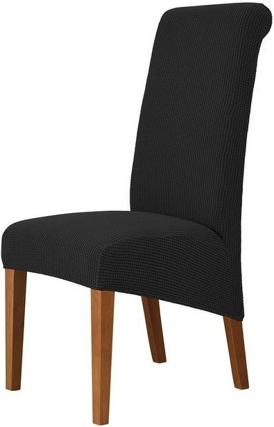 Stuhlhusse mit hoher Rückenlehne aus Jacquard-Maisflanell in Schwarz, Größe M (45-58 cm) - Bild 1