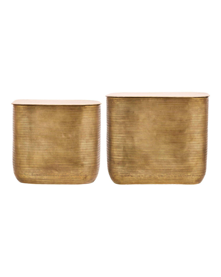House Doctor Couchtisch Cajas in Gold mit abnehmbarem Deckel und Hammerschlagmuster aus Aluminium - Bild 1