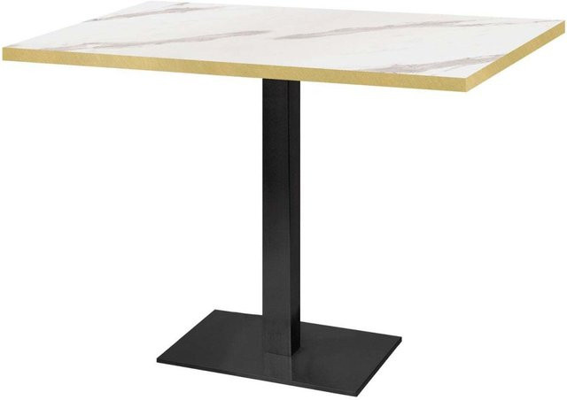 RestooTab Tisch Milan rechteckig mit weiß-grauer Platte und schwarzem Gestell, B/T/H: 120 x 70 x 75 cm - Bild 1