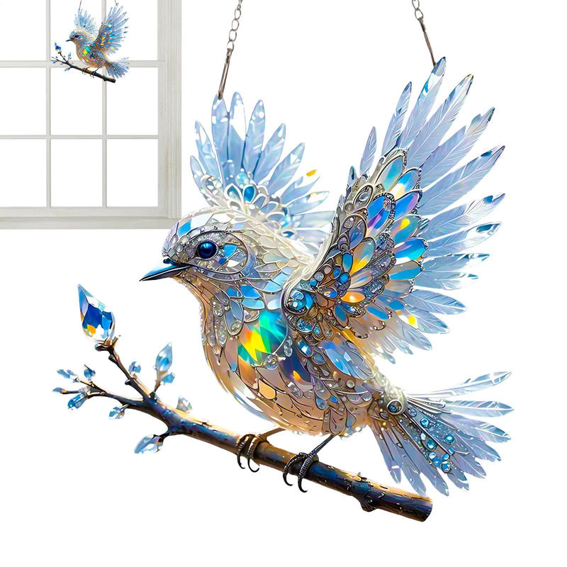 Hängender Sonnenfänger aus Acryl in Blau und Mehrfarbig mit Bluebird-Motiv zur Dekoration von Fenstern und Wohnzimmern - Bild 2