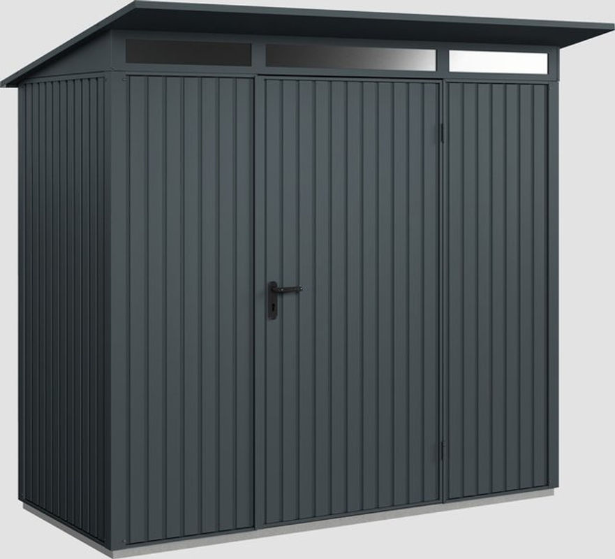 Hörmann Gerätehaus Trend mit Pultdach und Einzeltür in Anthrazitgrau, B/H/T: 238 x 228,6 x 107,8 cm - Bild 3