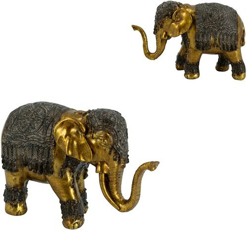 NOOR living Deko-Elefant aus Polyresin in Goldfarben, B: 7,0 cm, H: 12,3 cm - Bild 1