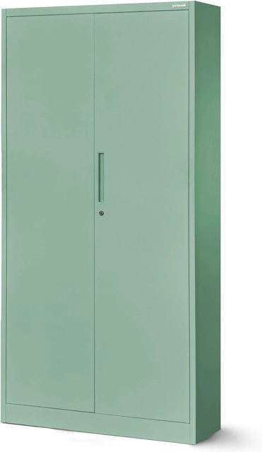 Jan Nowak Metallschrank Aktenschrank in Mattgrün mit Zylinderschloss und verstellbaren Fachböden, B/T/H: 90 x 40 x 185 cm - Bild 1