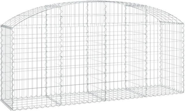 vidaXL Gabione mit Hochbogen aus verzinktem Eisen in Silber, B/T/H: 200 x 50 x 80/100 cm - Bild 1