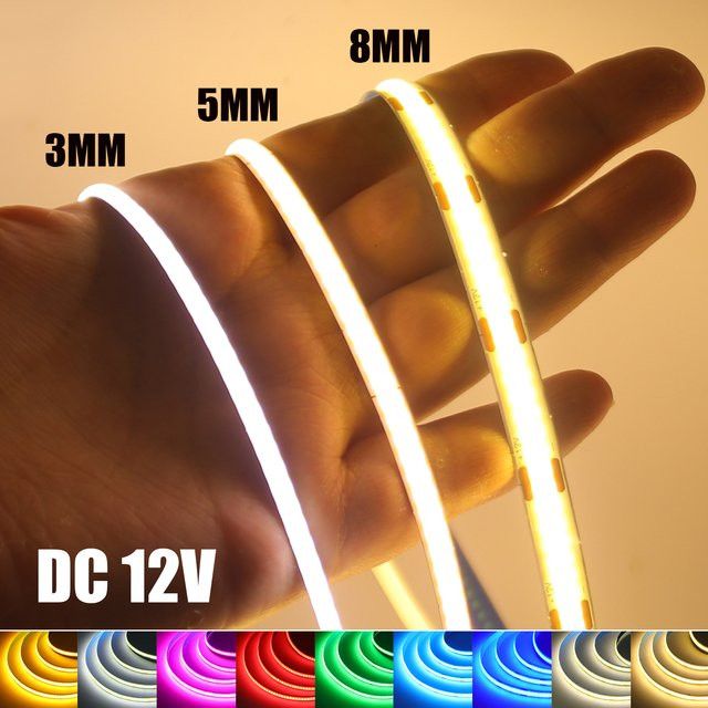 HEGEHE COB LED Streifen Licht DC 12V flexible Hintergrundbeleuchtung für TV und Wohnkultur in Weiß, Rot, Blau, Rosa oder Grün - Bild 1