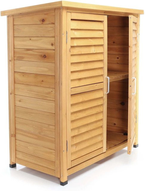 Wiltec Gartenhaus Gerätehaus aus Fichtenholz in Braun mit 2-Flügel-Tür und Pultdach, B/T/H: 87,0 x 46,5 x 91,6 cm - Bild 1