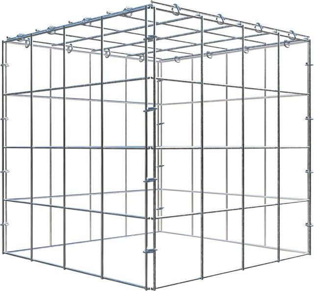 Gabiona C-Ring Anbaukorb Typ 3 in Silbergrau, Maschenweite 10 x 10 cm, B/T/H: 40 x 40 x 40 cm - Bild 1