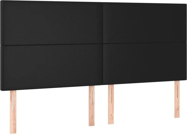 vidaXL Kopfteil gepolstertes Paneel aus Kunstleder in Schwarz, Breite: 160 cm, Tiefe: 5 cm, Höhe: 118 cm bis 128 cm - Bild 1
