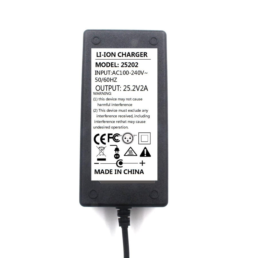 Deexintom Lithium-Batterieladegerät für 6er-Serie, 24V DC, Eingang 100-240V, Ausgang 25,2V, Farbe: Schwarz - Bild 2