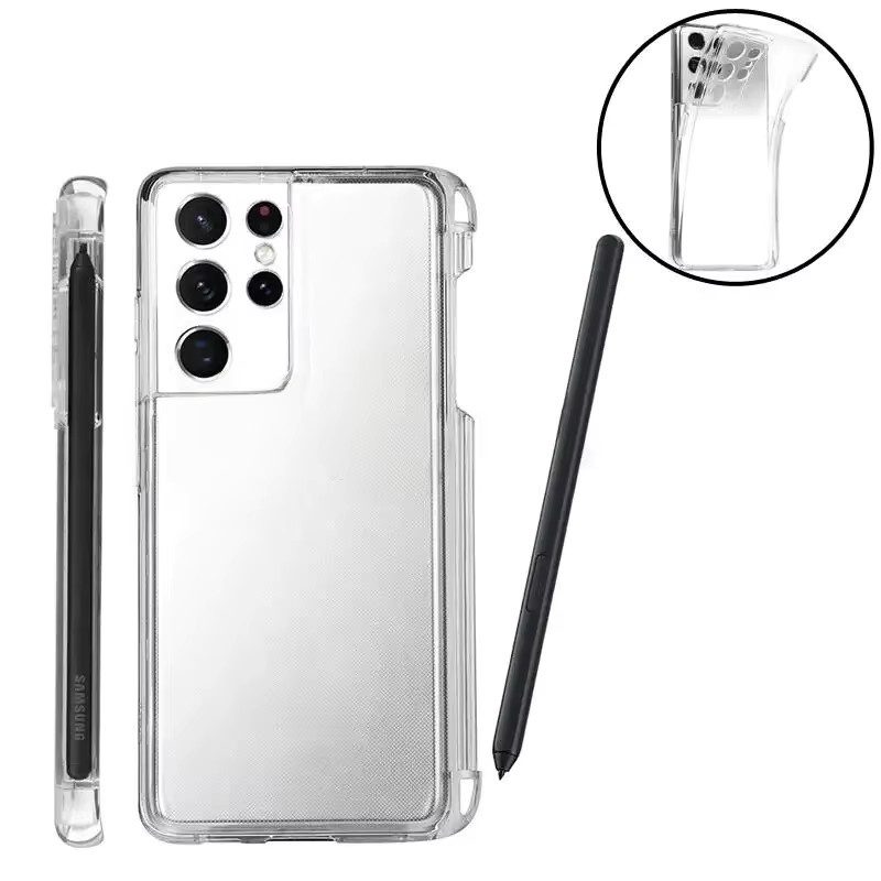 Stoßfeste TPU Schutzhülle für Samsung Galaxy S21 Ultra SM-G998 mit S Pen Slot in Transparent - Bild 1
