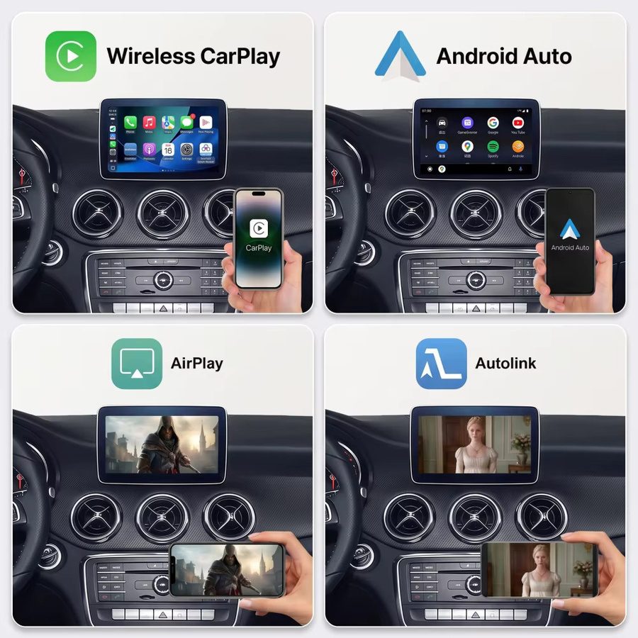 BONROAD Kabelloses CarPlay und Android Auto Navigationsmodul für Mercedes Benz A B C E Klasse GLA CLA GLC GLK NTG4.5 NTG4.7 NTG5.0 in Schwarz mit Wi-Fi und Bluetooth - Bild 3