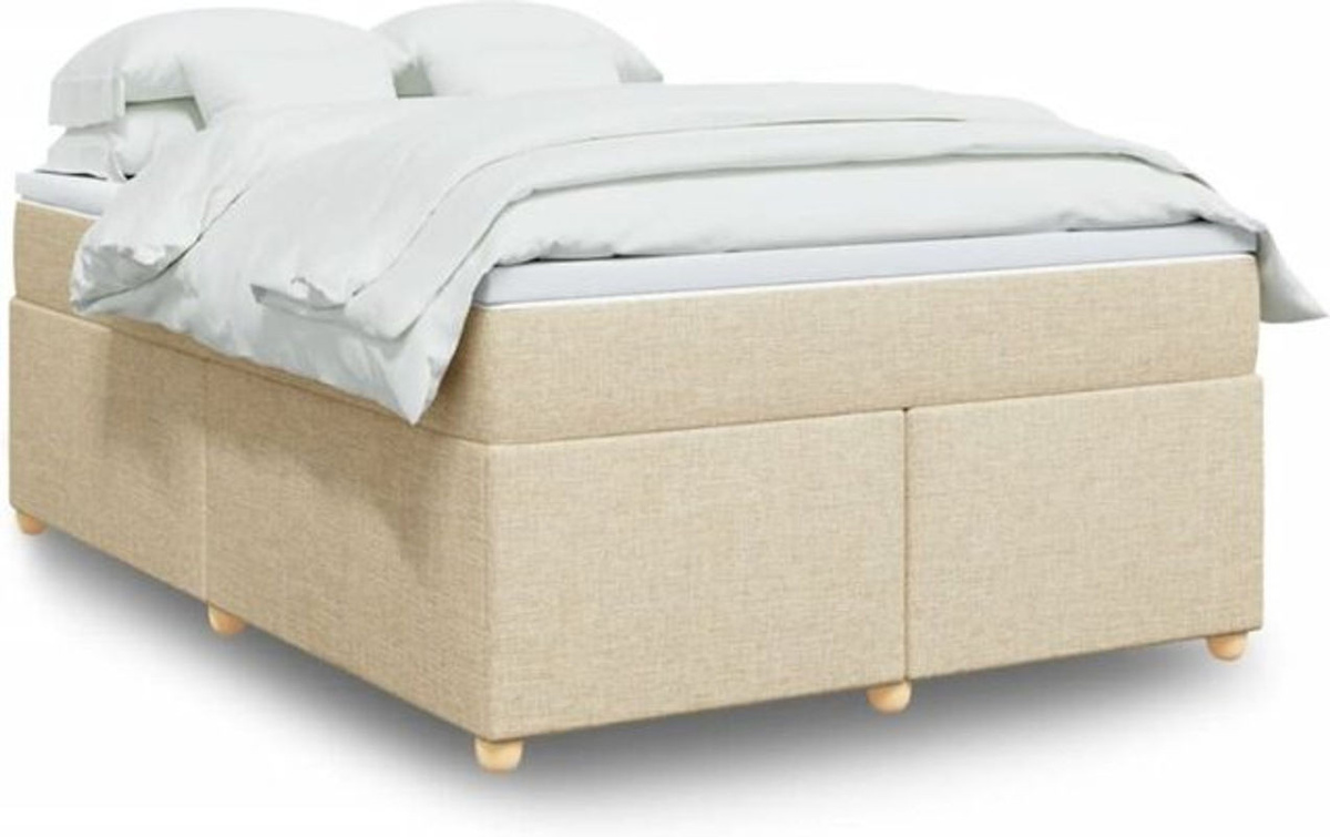vidaxl Boxspringbett mit Matratze in Beige aus Stoff, Modernes Design, B/T/H: 140 x 190 x 46 cm - Bild 1