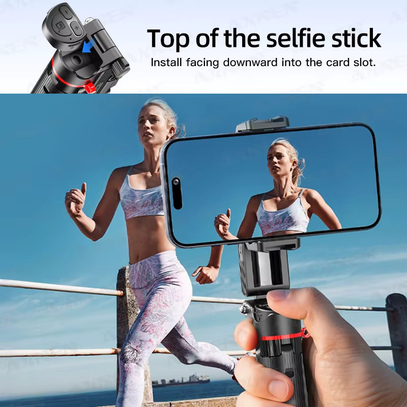 Axnen Mini Selfie-Stick Quadpod mit 360 Grad drehbarer Kaltplattenhalterung und Schiebe-Handyhalterung in Schwarz für iPhone und Android - Bild 2