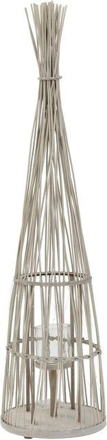 ECD Germany Bambus Laterne in Holzfarbe im Boho Stil mit LED-Lichterkette und Glaseinsatz, Höhe: 91 cm - Bild 1